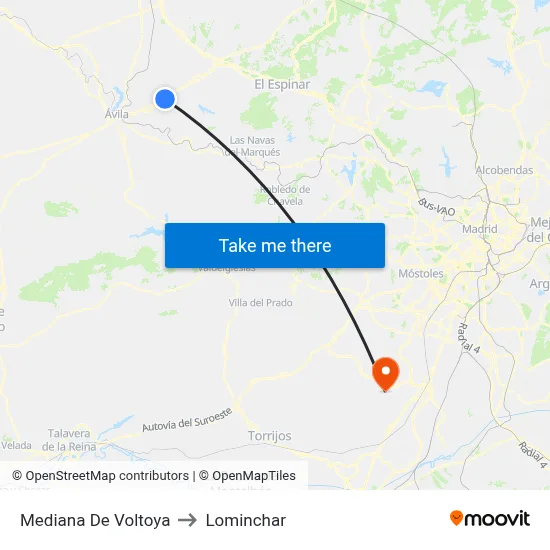 Mediana De Voltoya to Lominchar map