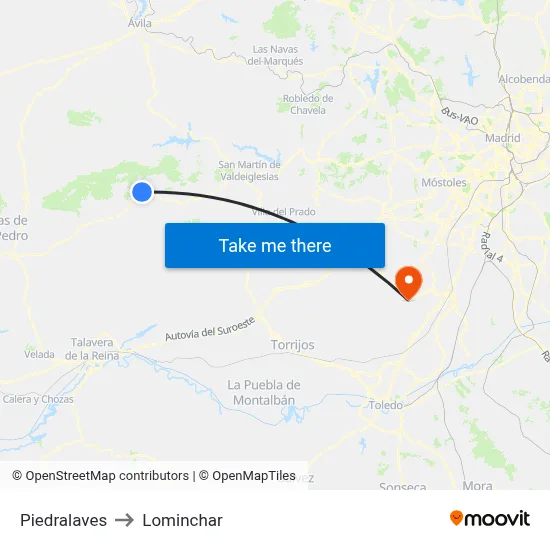 Piedralaves to Lominchar map