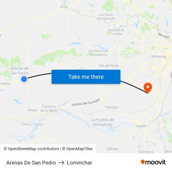 Arenas De San Pedro to Lominchar map