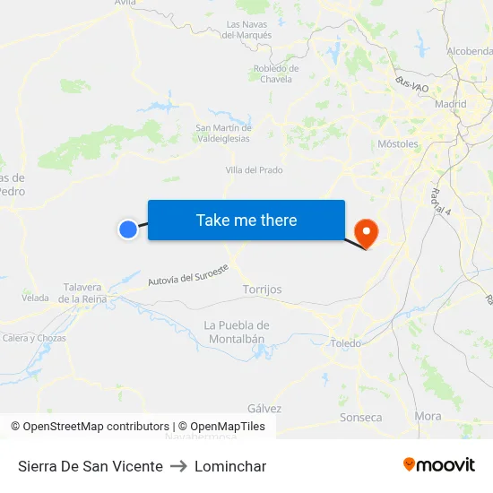 Sierra De San Vicente to Lominchar map
