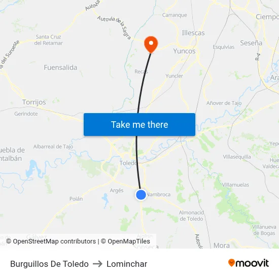 Burguillos De Toledo to Lominchar map