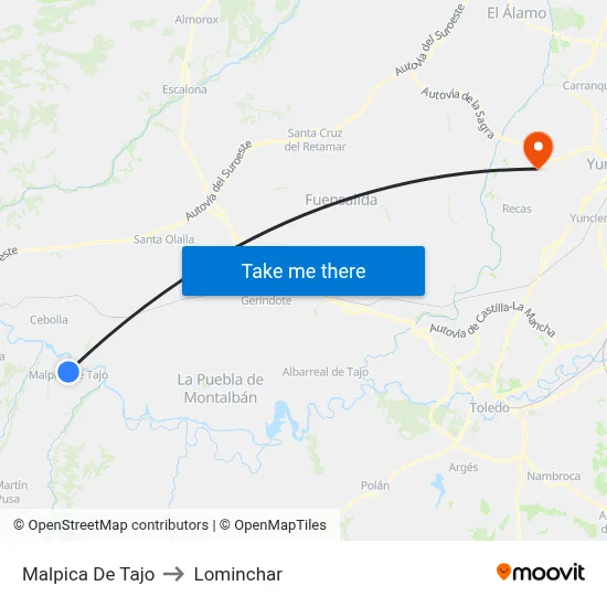 Malpica De Tajo to Lominchar map