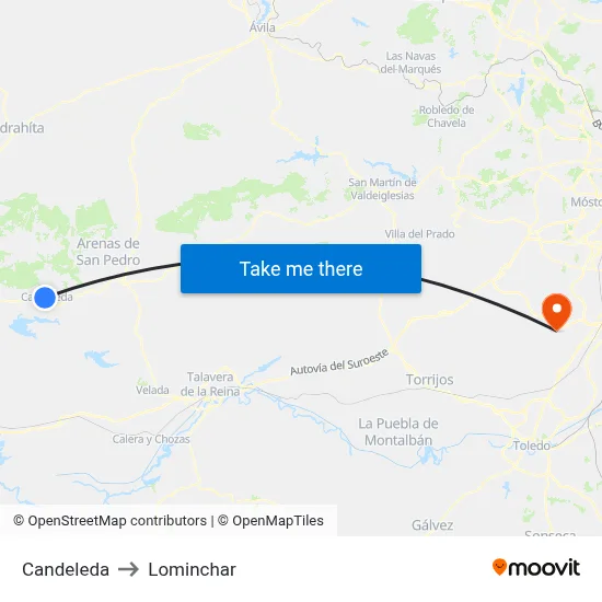Candeleda to Lominchar map