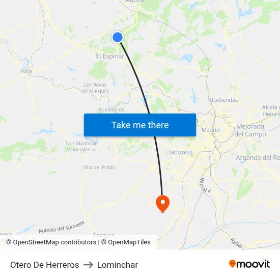 Otero De Herreros to Lominchar map
