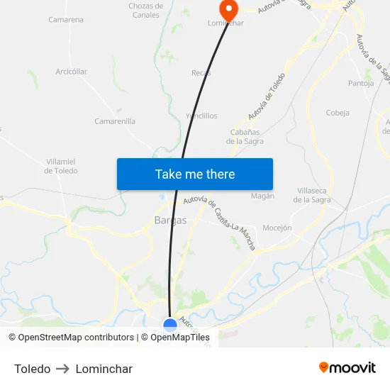 Toledo to Lominchar map