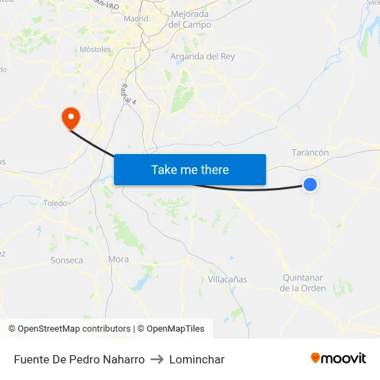 Fuente De Pedro Naharro to Lominchar map