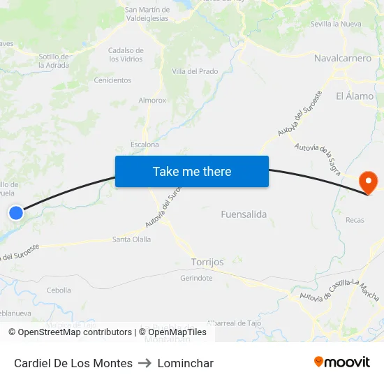 Cardiel De Los Montes to Lominchar map