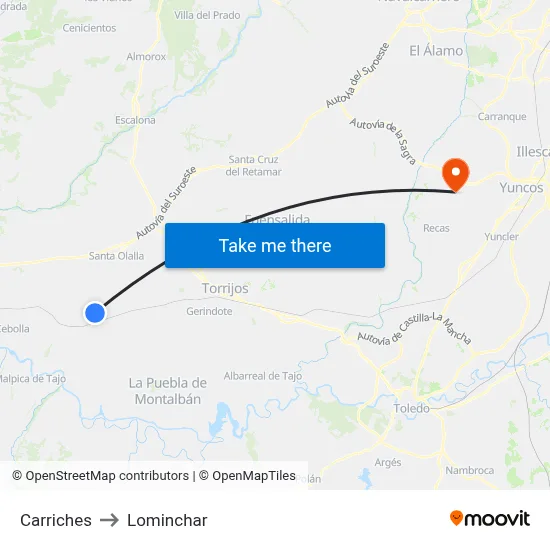Carriches to Lominchar map