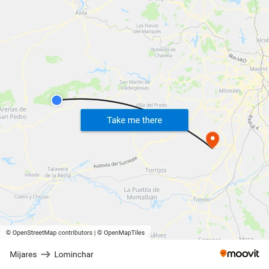 Mijares to Lominchar map