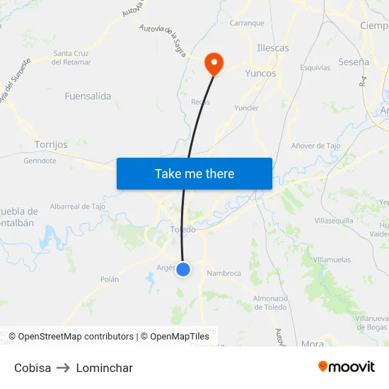 Cobisa to Lominchar map