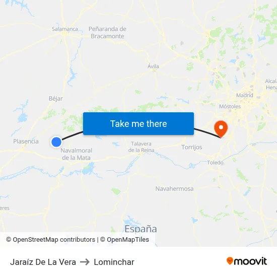 Jaraíz De La Vera to Lominchar map