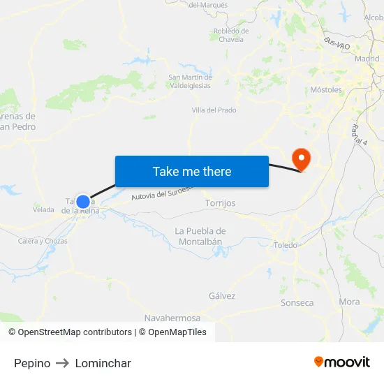 Pepino to Lominchar map