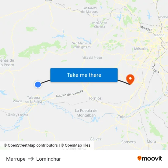 Marrupe to Lominchar map