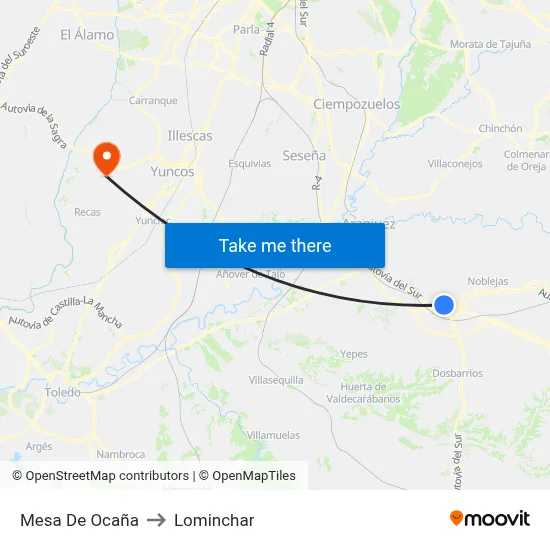 Mesa De Ocaña to Lominchar map