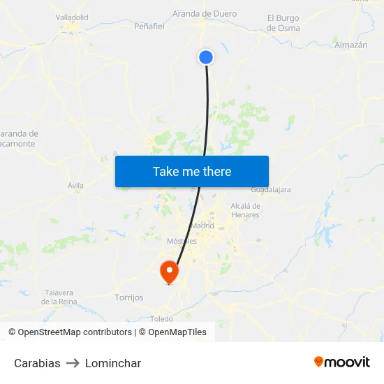Carabias to Lominchar map