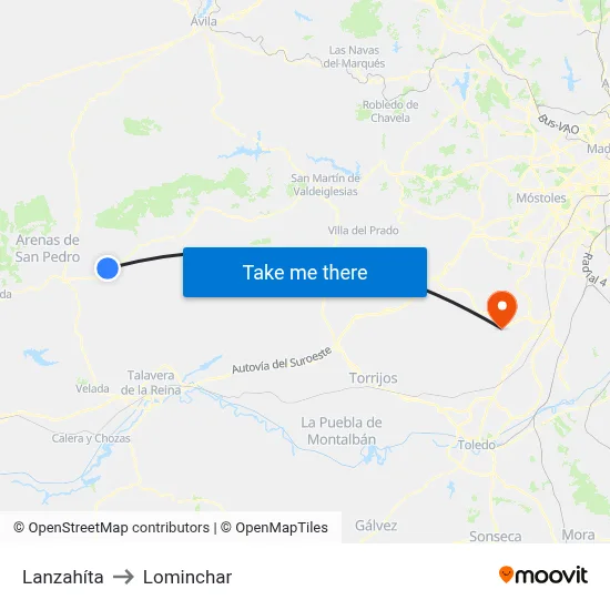 Lanzahíta to Lominchar map