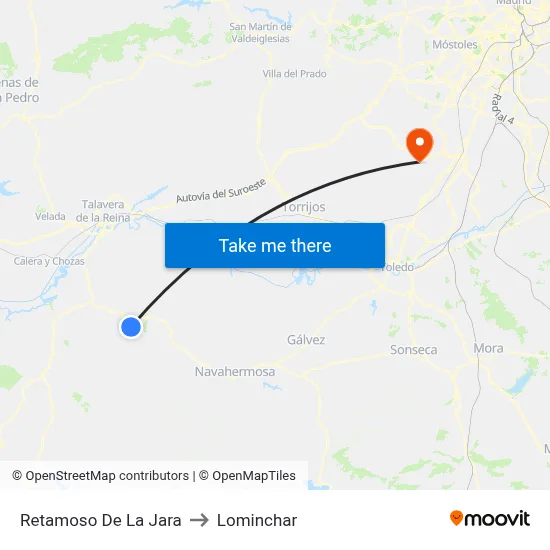 Retamoso De La Jara to Lominchar map