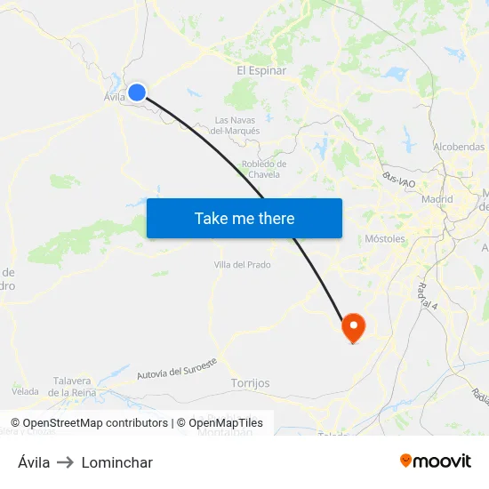 Ávila to Lominchar map