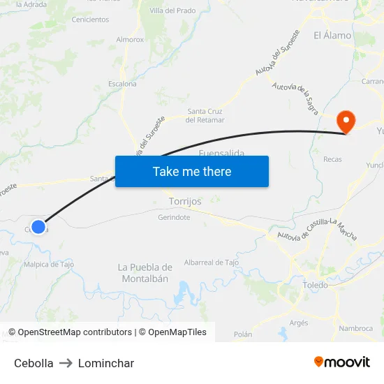 Cebolla to Lominchar map