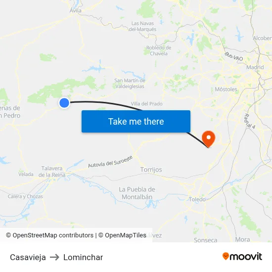 Casavieja to Lominchar map