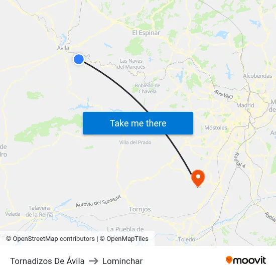 Tornadizos De Ávila to Lominchar map
