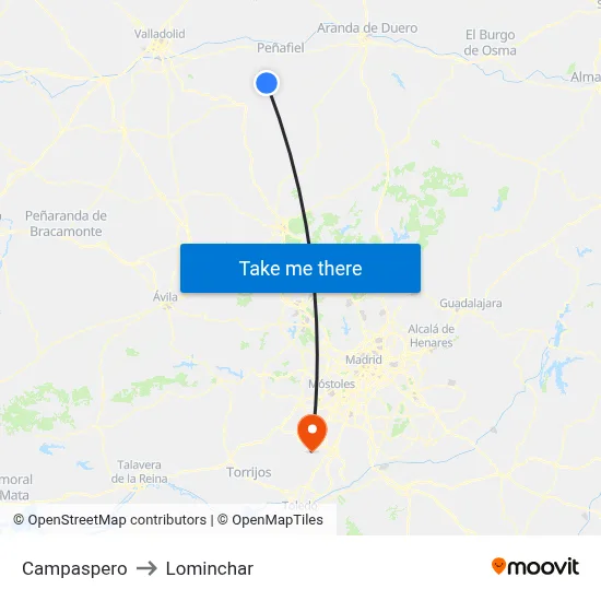 Campaspero to Lominchar map