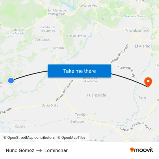 Nuño Gómez to Lominchar map