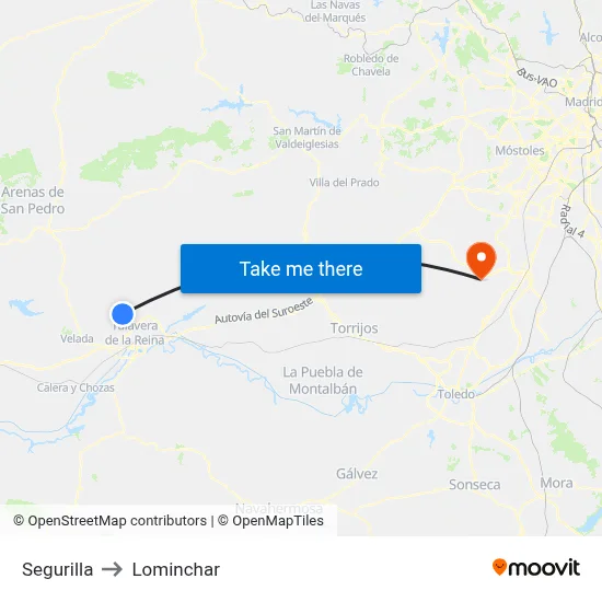 Segurilla to Lominchar map