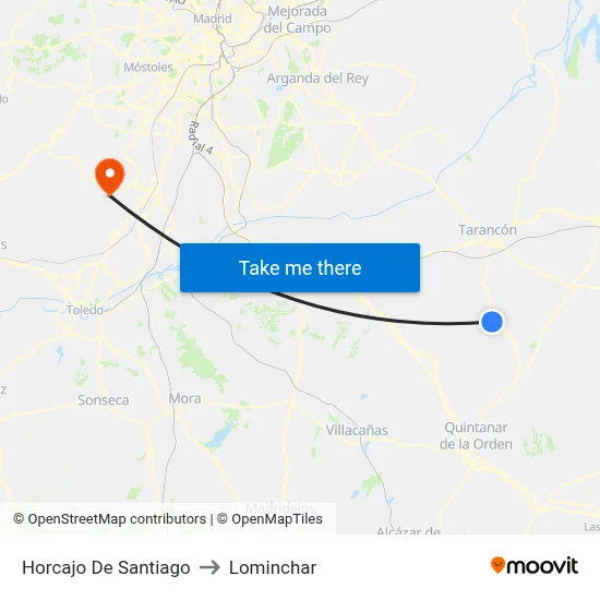 Horcajo De Santiago to Lominchar map