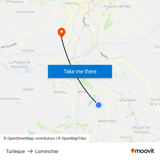 Turleque to Lominchar map