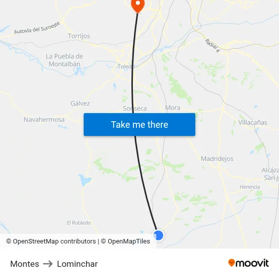 Montes to Lominchar map