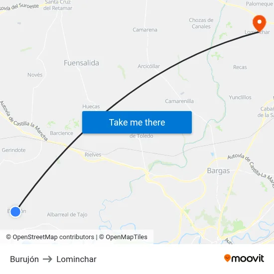 Burujón to Lominchar map