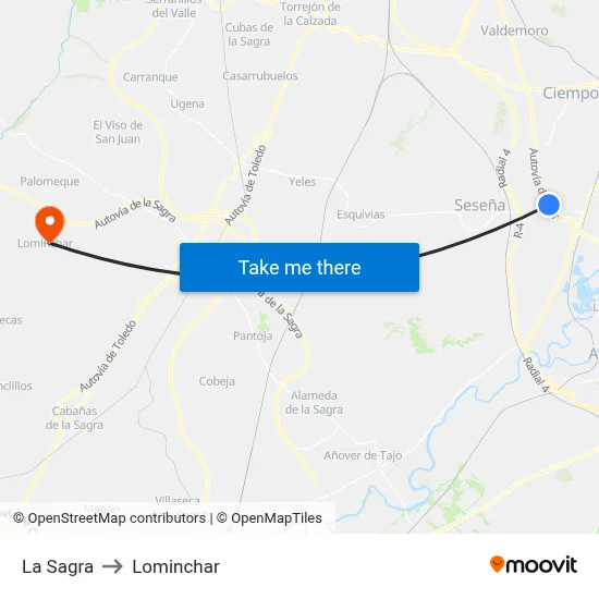 La Sagra to Lominchar map