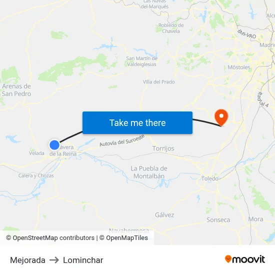 Mejorada to Lominchar map