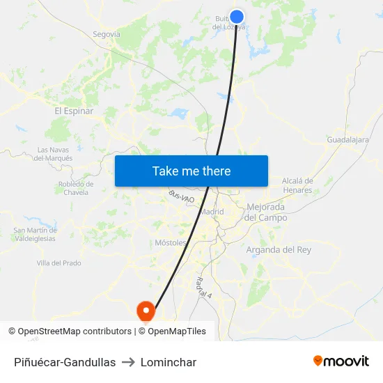 Piñuécar-Gandullas to Lominchar map