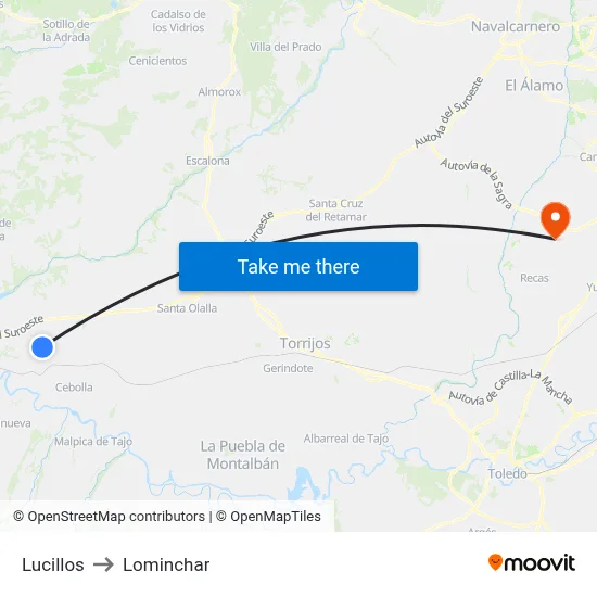 Lucillos to Lominchar map