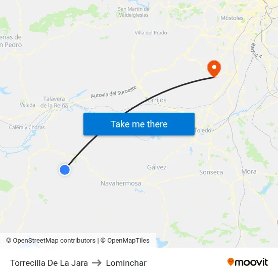 Torrecilla De La Jara to Lominchar map