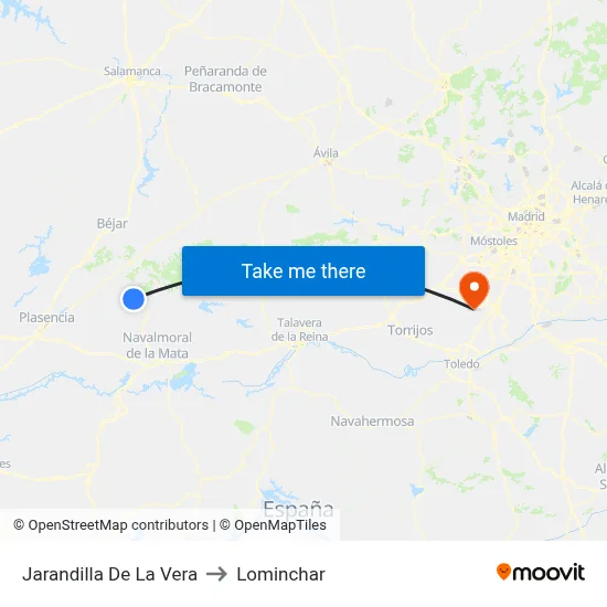 Jarandilla De La Vera to Lominchar map