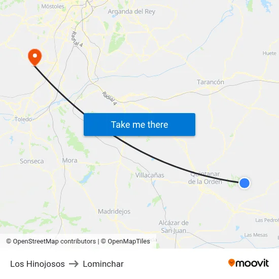 Los Hinojosos to Lominchar map