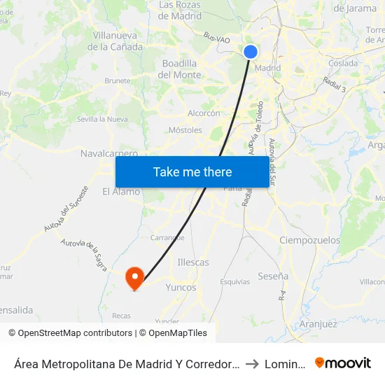 Área Metropolitana De Madrid Y Corredor Del Henares to Lominchar map