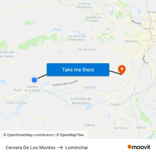 Cervera De Los Montes to Lominchar map