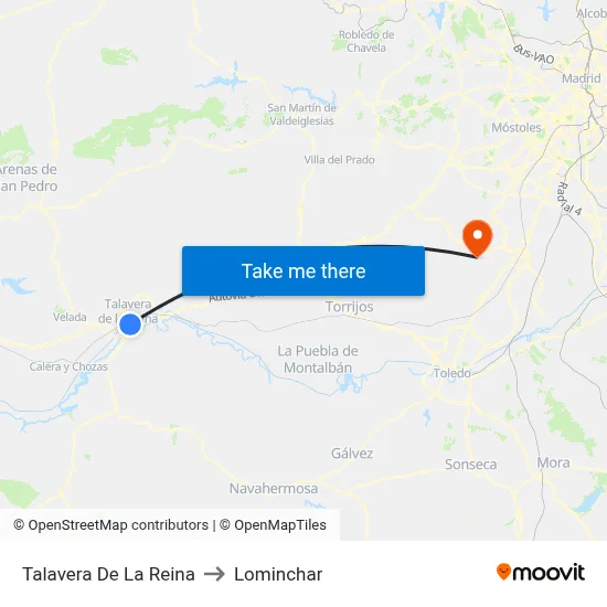 Talavera De La Reina to Lominchar map