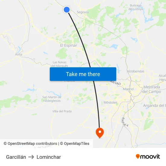 Garcillán to Lominchar map