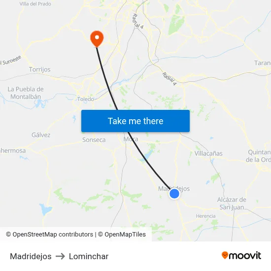 Madridejos to Lominchar map