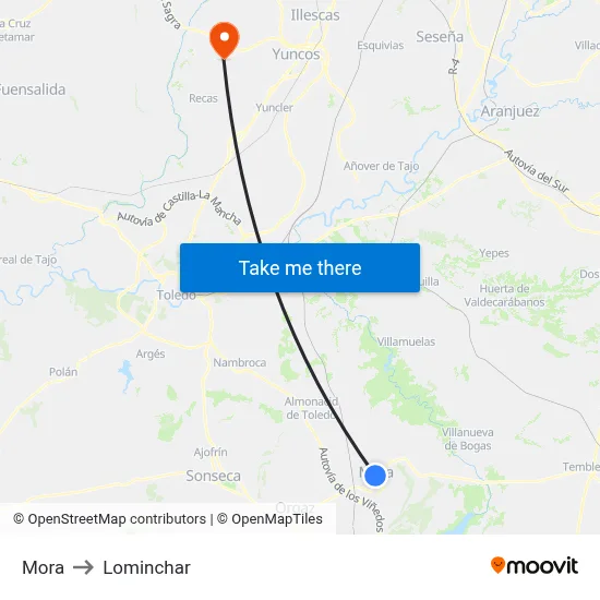 Mora to Lominchar map
