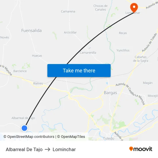 Albarreal De Tajo to Lominchar map