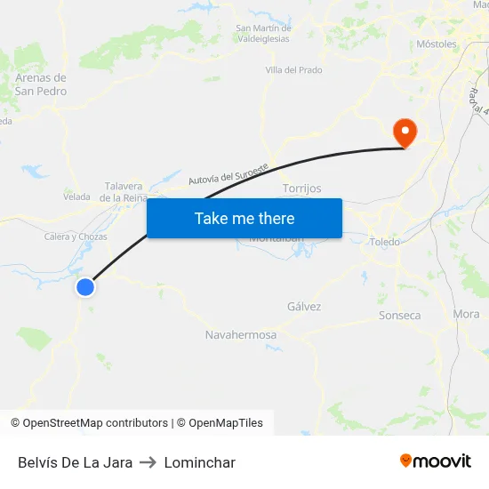 Belvís De La Jara to Lominchar map