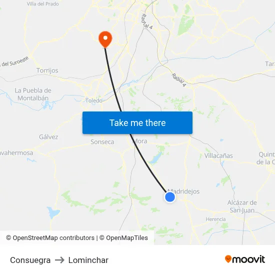 Consuegra to Lominchar map