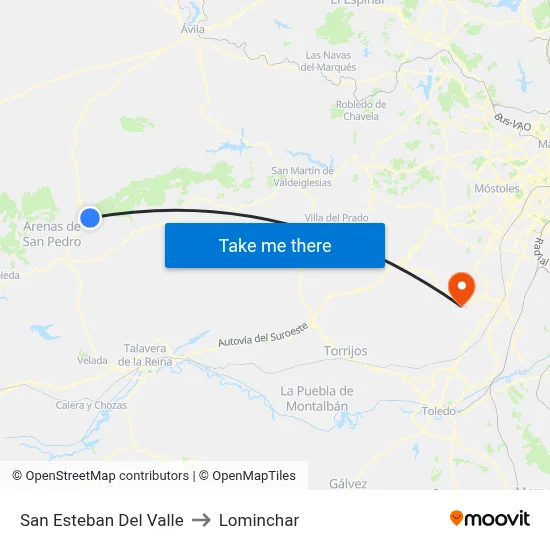 San Esteban Del Valle to Lominchar map