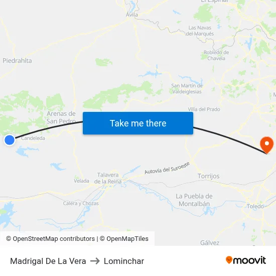 Madrigal De La Vera to Lominchar map